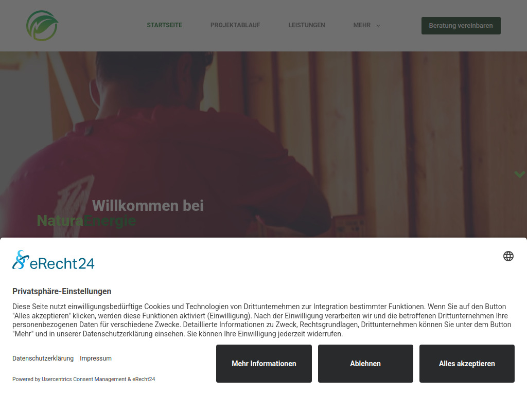 Website von Natura Energie GmbH in Ibbenbüren