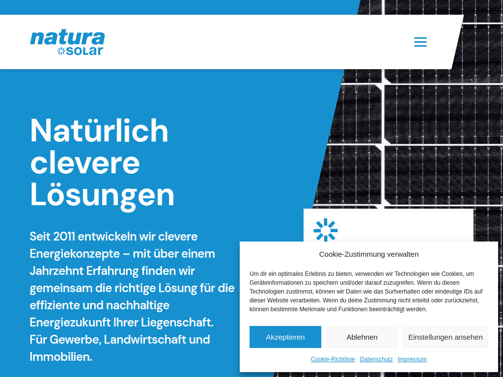 Website von natura solar AG in Appenzell