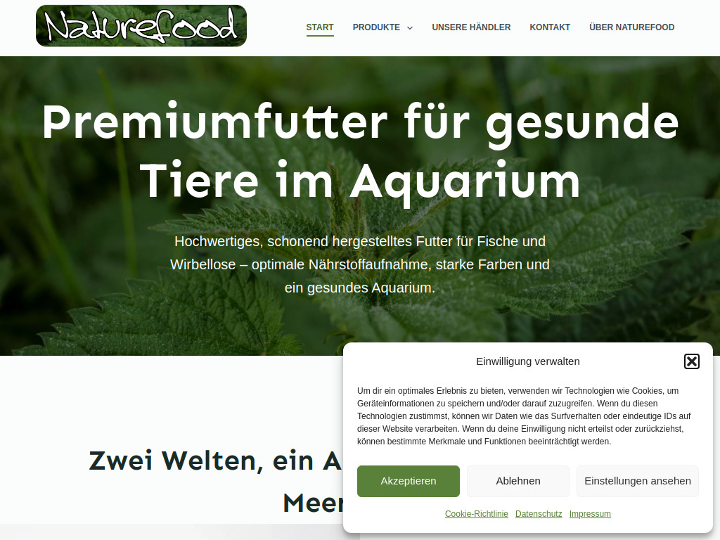 Website von Naturefood in Voerde