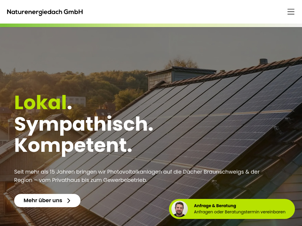 Website von Naturenergiedach GmbH in Braunschweig