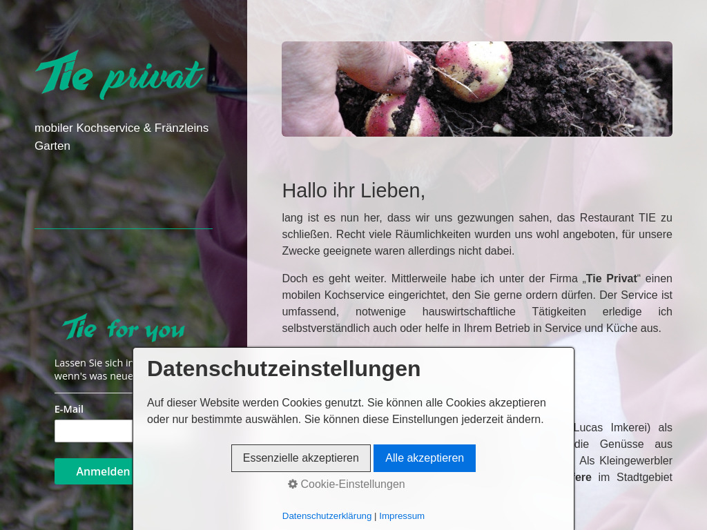 Website von Tie Privat in Coburg