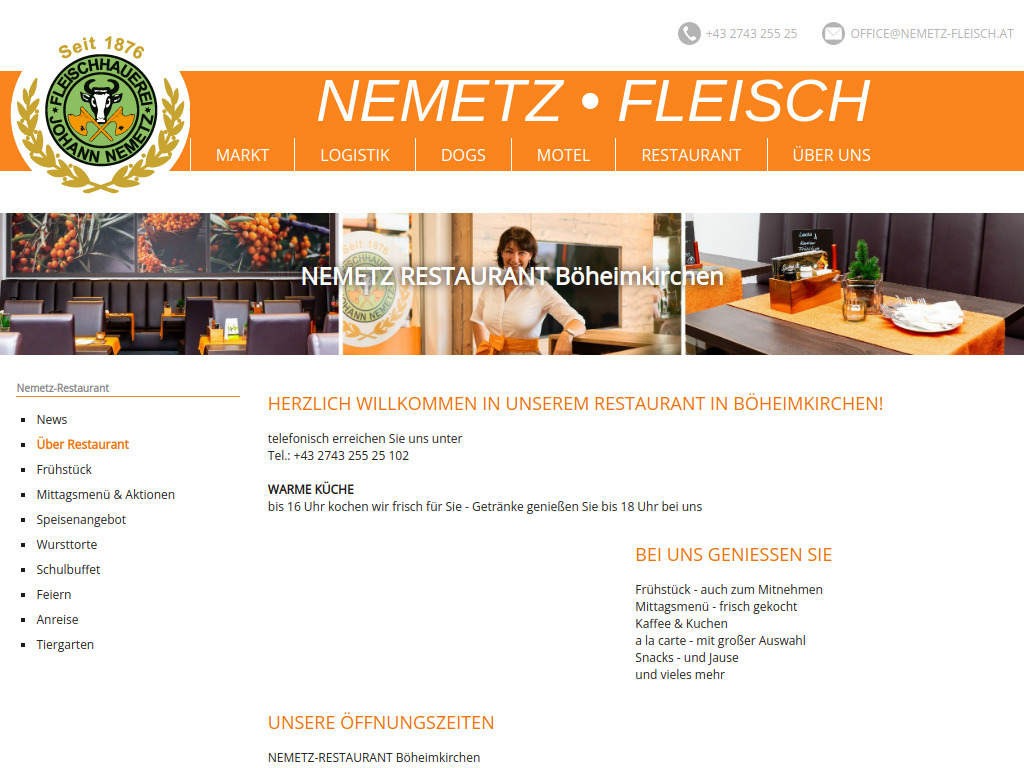 Website von NEMETZ-FLEISCH HandelsgmbH in Böheimkirchen