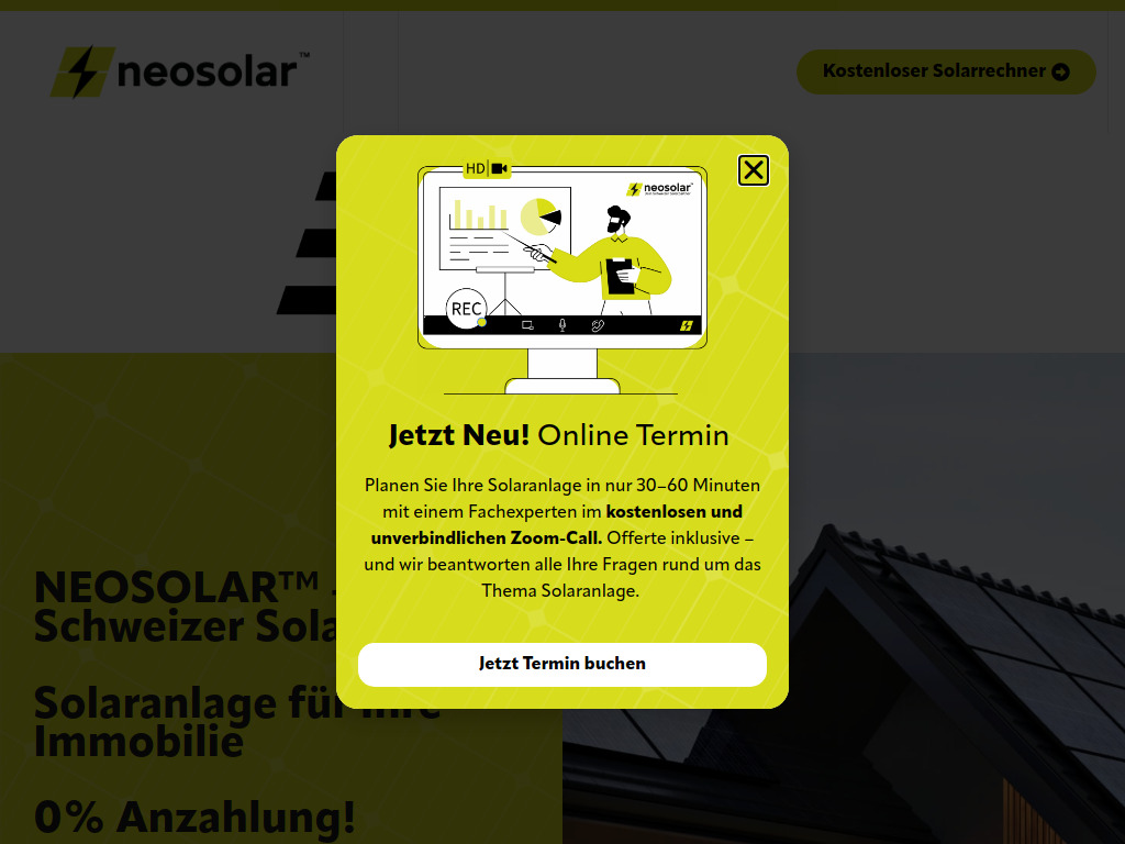 Website von Neosolar AG in Herisau