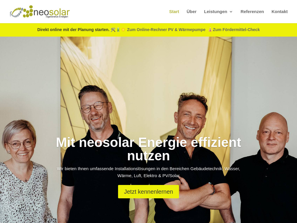Website von neosolar GmbH in Zwickau
