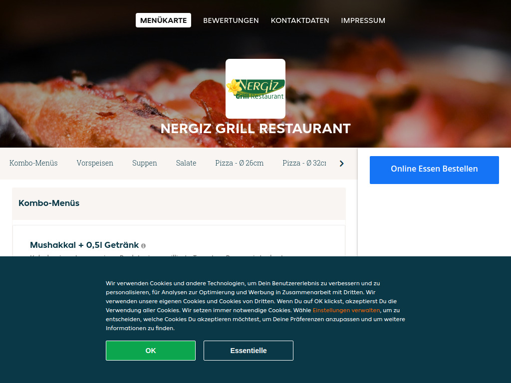 Website von Nergiz Grill Restaurant - Essen online bestellen in Buchs in Buchs
