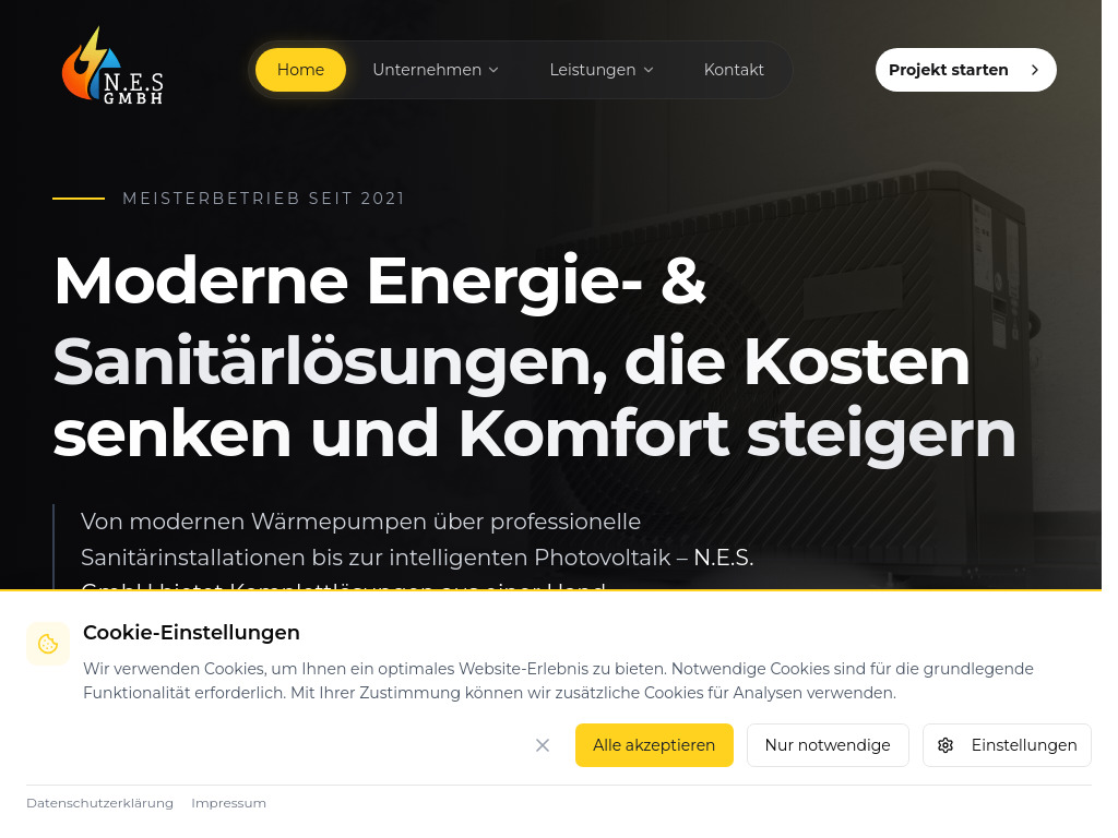 Website von N.E.S. GmbH in Damme