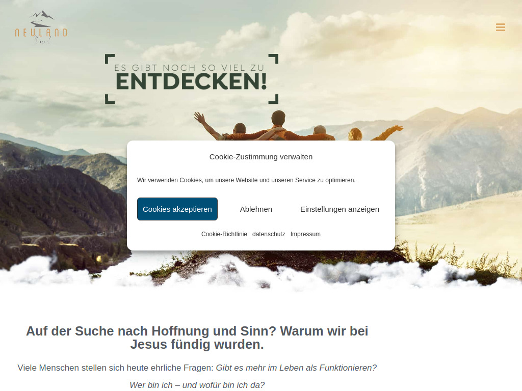 Website von Neuland Church - Kirche fürs Seenland in Georgensgmünd