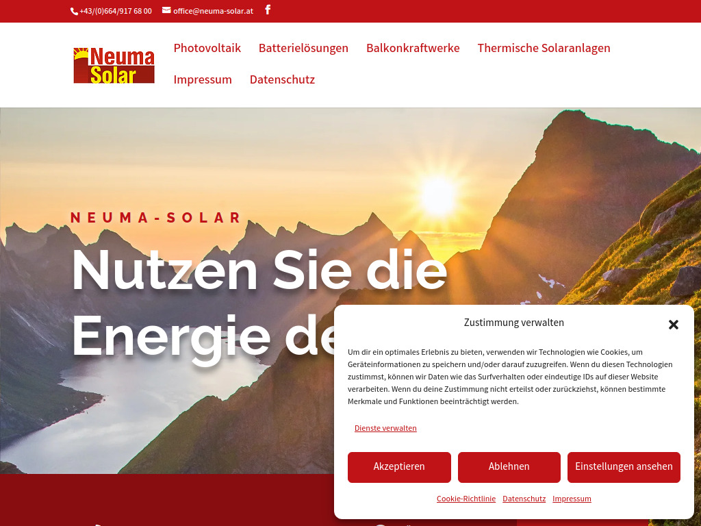 Website von NEUMA-Solar GmbH in Kremsmünster