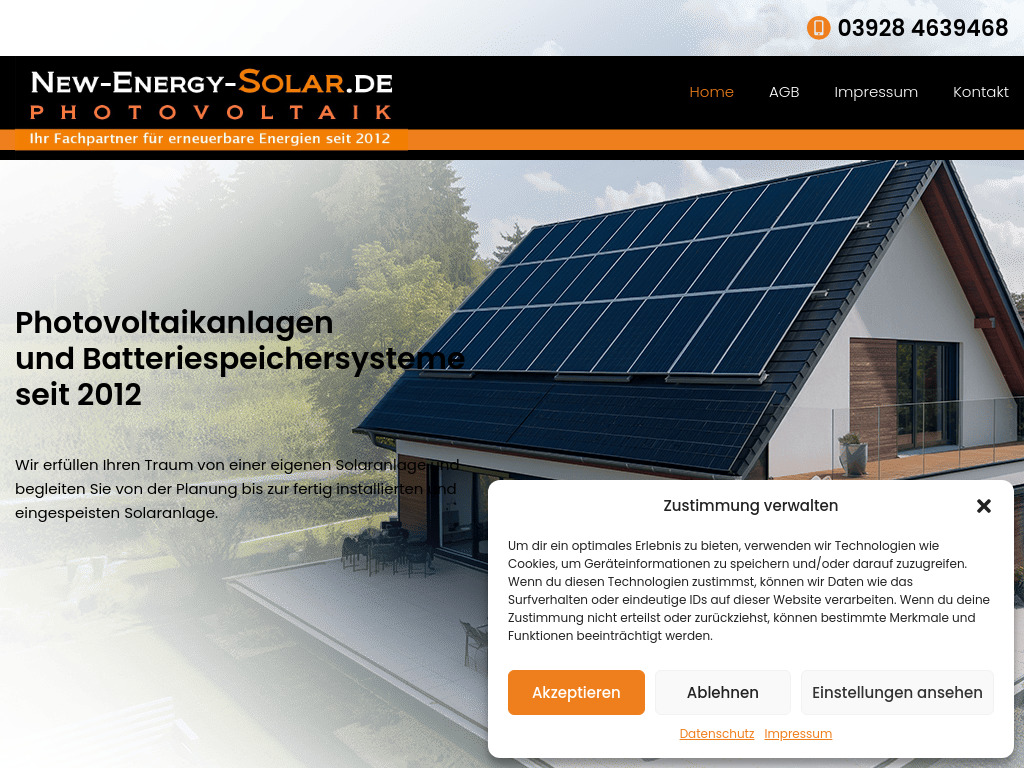 Website von New Energy & Solar UG in Schönebeck