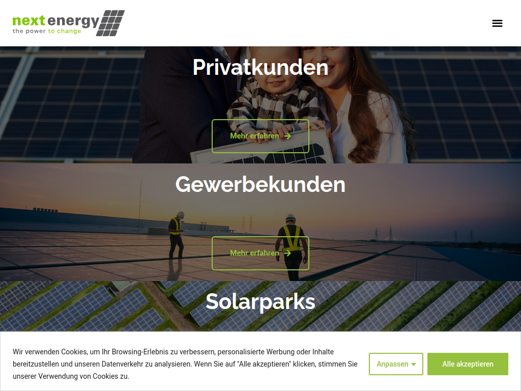 Website von next energy GmbH in Brachttal-Neuenschmidten