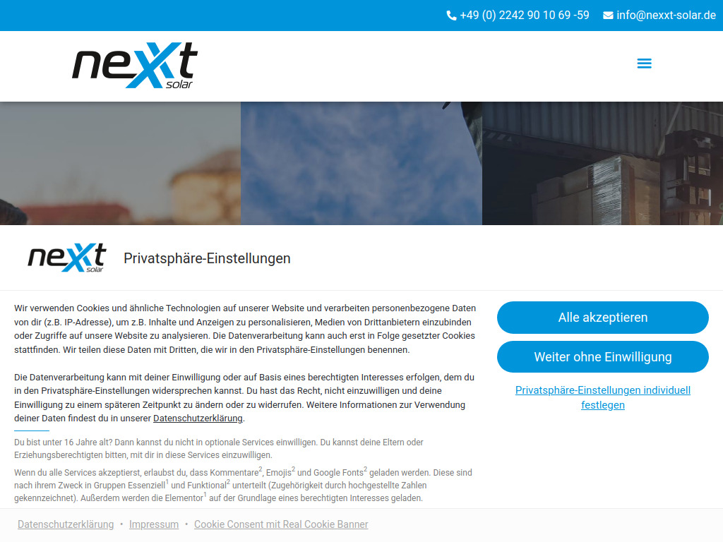 Website von nexxt trading GmbH & Co. KG in Hennef