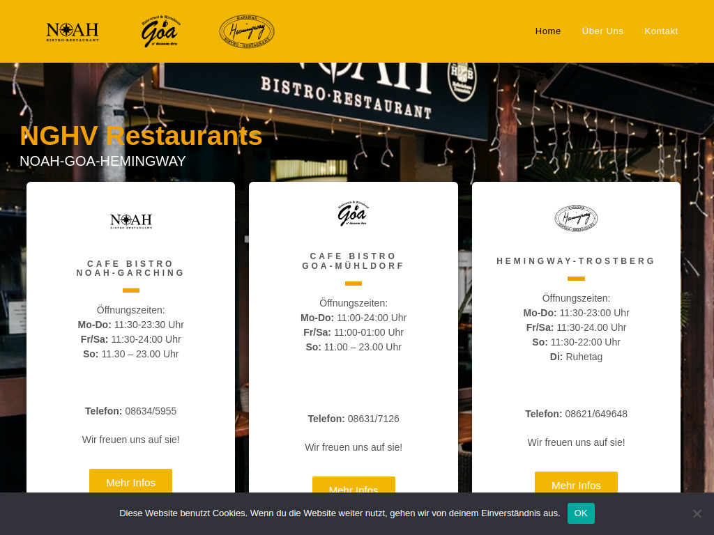Website von NGHV Restaurants
