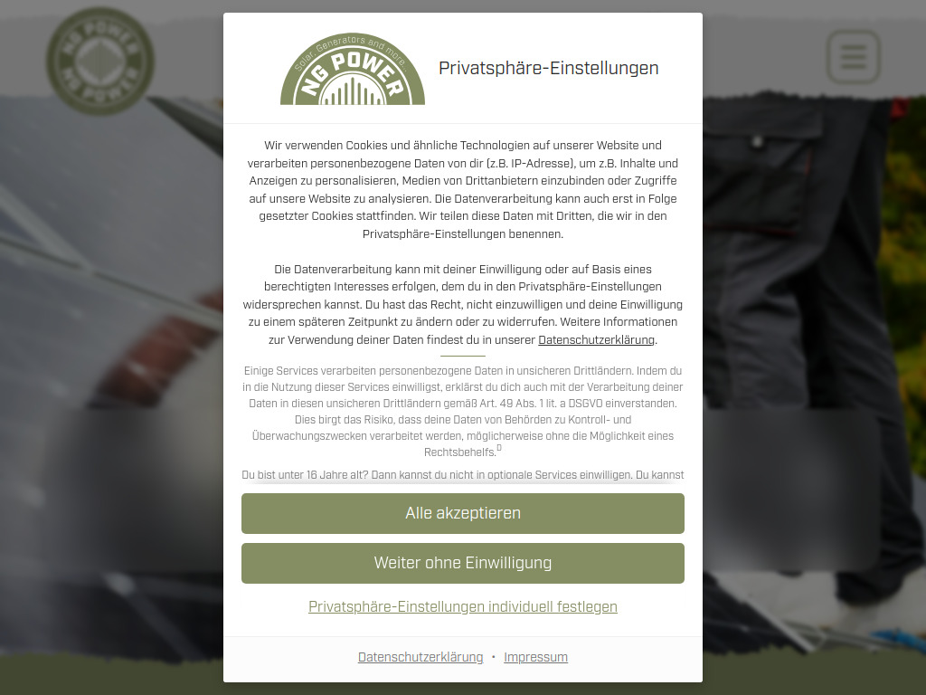 Website von NG Power GmbH in Markdorf