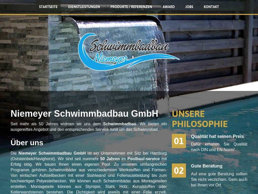 Website von Niemeyer Schwimmbadbau GmbH in Oststeinbek