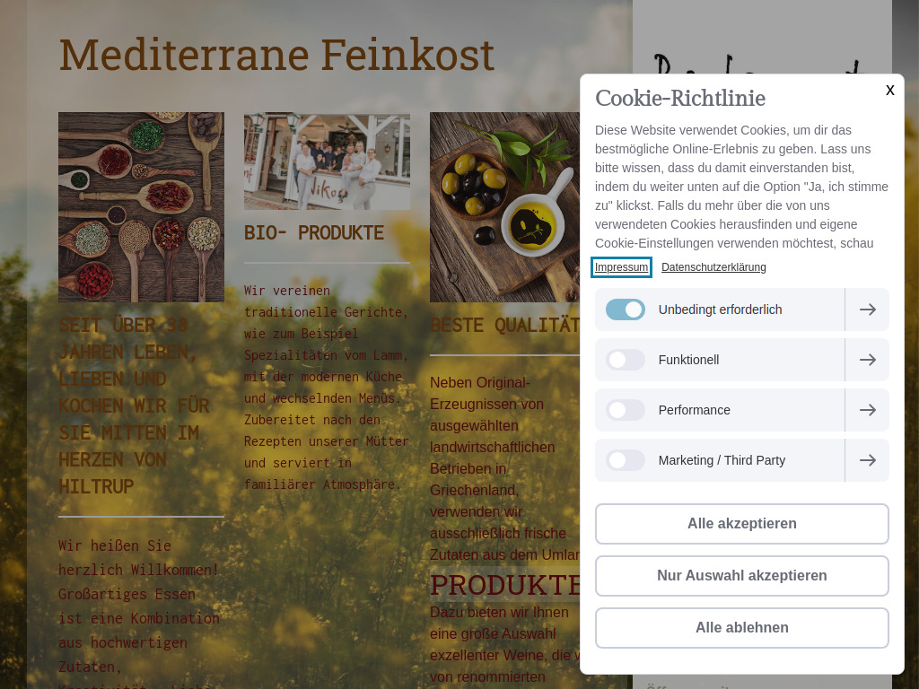 Website von Restaurant Nikos in Münster