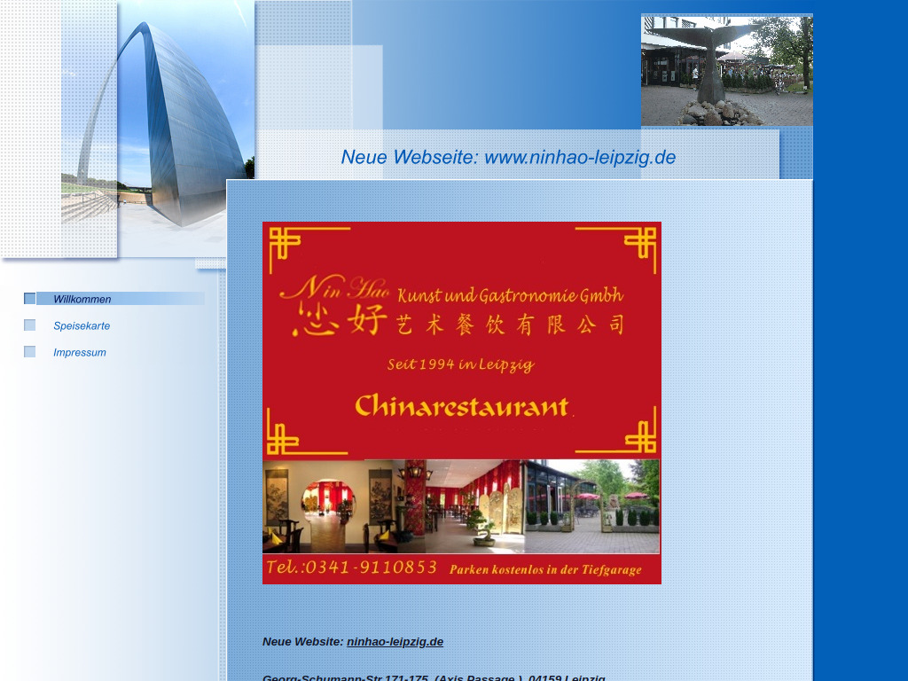 Website von NIN HAO Kunst & Gastronomie GmbH in Leipzig