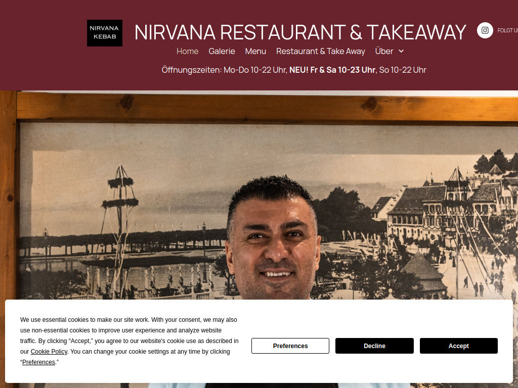 Website von Nirvana Kebab Pizza Özgür Yapici in Uznach