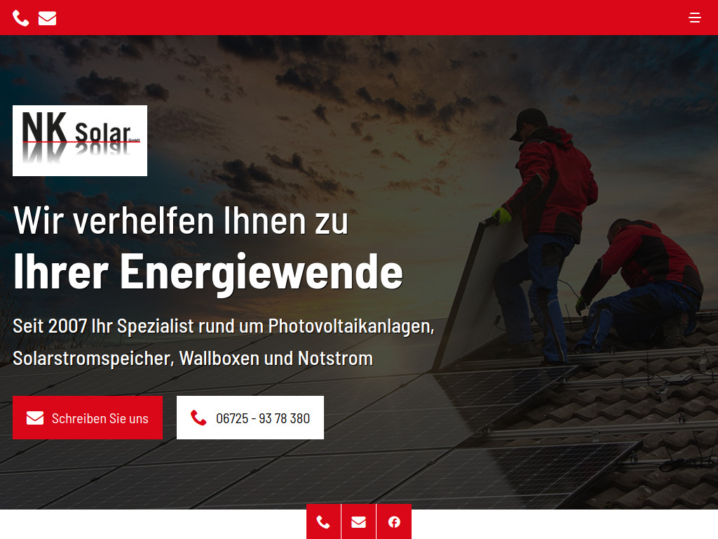 Website von NK Solar GmbH in Gau-Algesheim