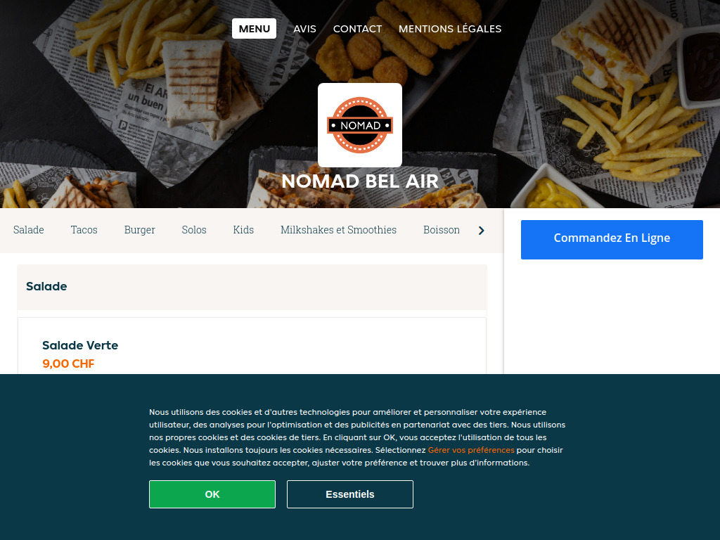 Website von Nomad Bel Air - Commander un repas en ligne à Yverdon-les-bains in Yverdon-les-Bains