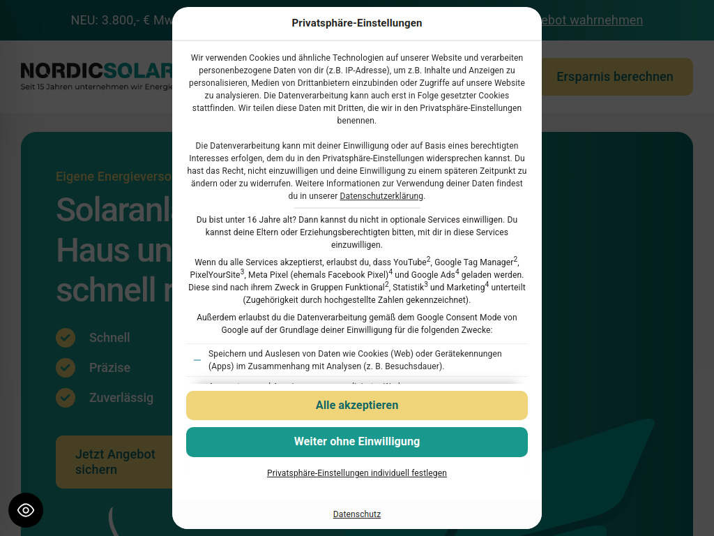 Website von Nordic Solar GmbH in Hamburg