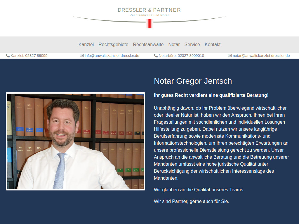 Website von Dressler & Partner Rechtsanwälte mbB in Bochum