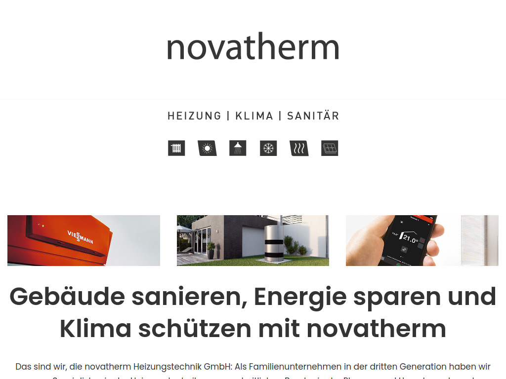 Website von Novatherm Heizungstechnik GmbH in Guxhagen