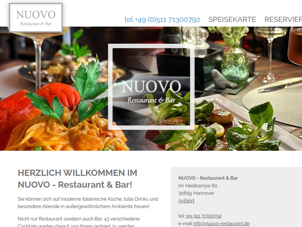 Website von NUOVO - Restaurant und Bar in Hannover-Bothfeld in Hannover