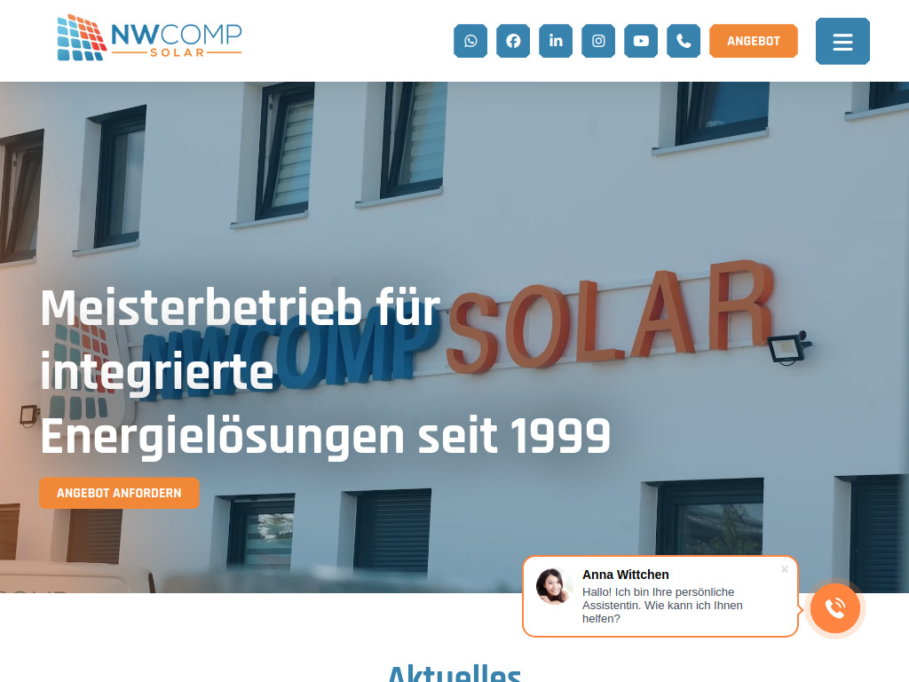Website von NwComp Solar GmbH in Wehringen