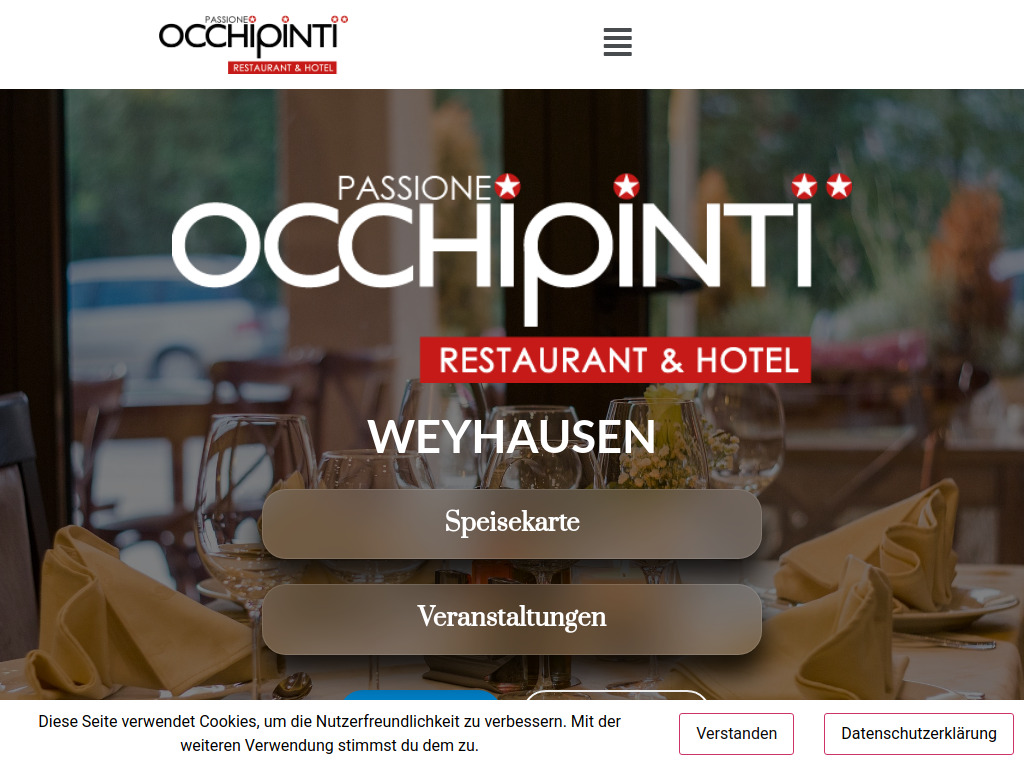 Website von Passione OCCHIPINTI Restaurant & Hotel in Weyhausen