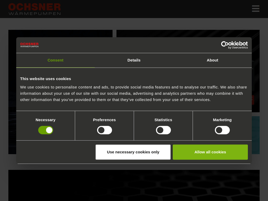 Website von OCHSNER Wärmepumpen GmbH in Haag