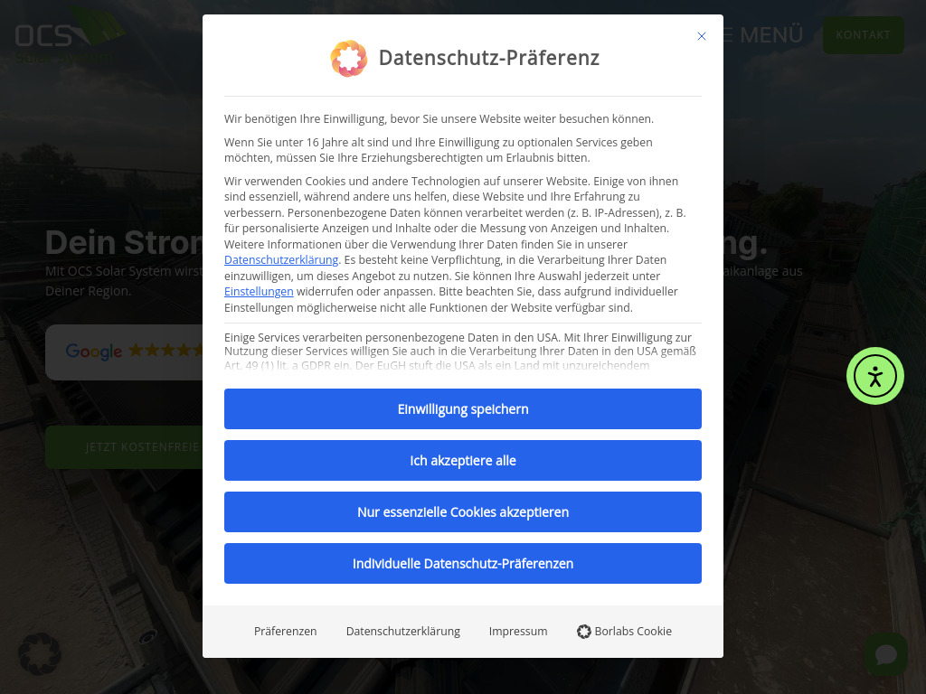 Website von OCS Solar System GmbH in Osternienburger Land OT Micheln