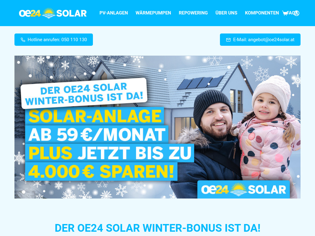 Website von oe24 Solar GmbH in Wien
