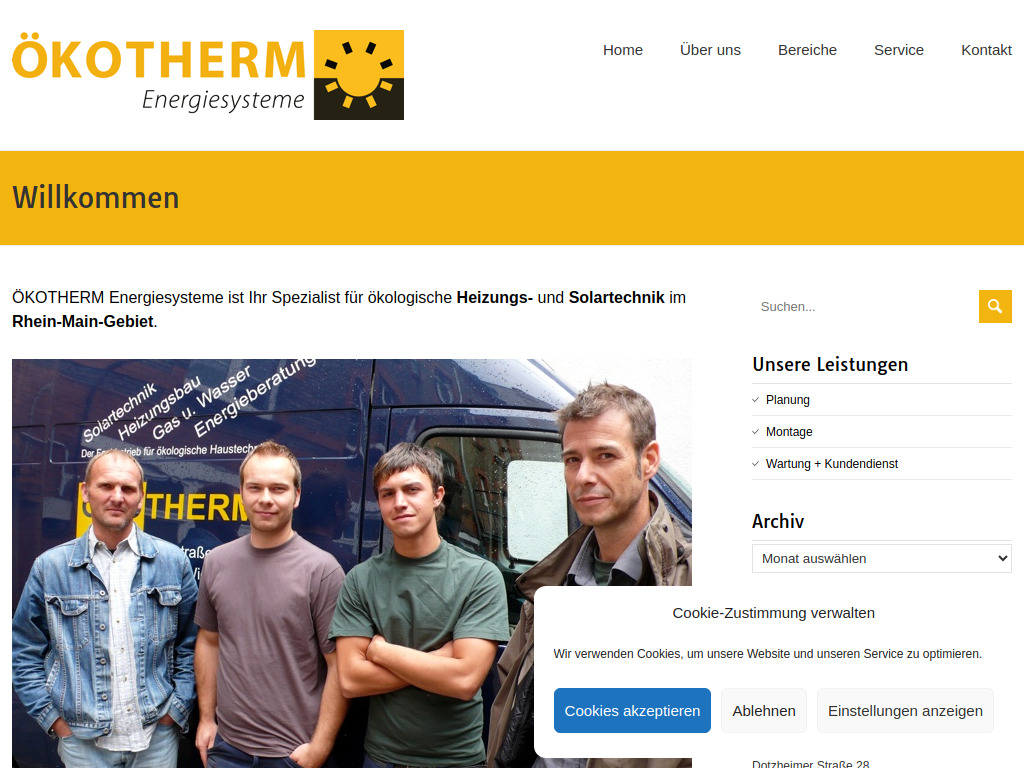 Website von ÖKOTHERM Energiesysteme GmbH in Wiesbaden