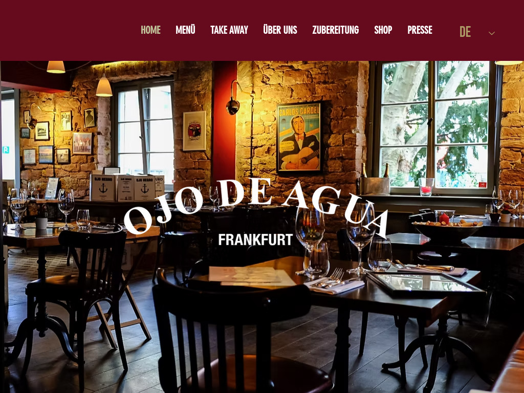 Website von OJO DE AGUA Restaurant und Vertriebs GmbH in Frankfurt