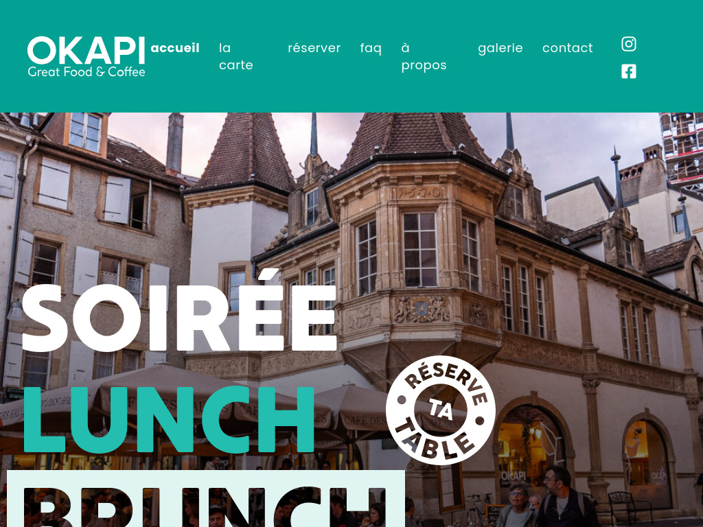 Website von Okapi Restaurant in Neuchâtel
