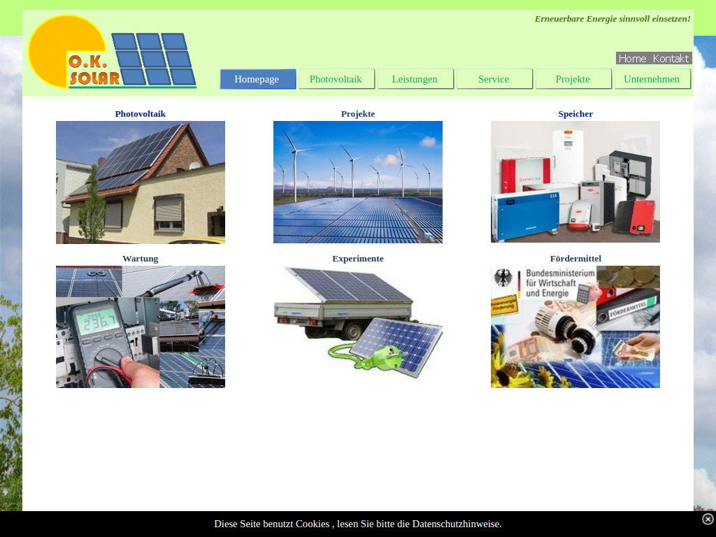 Website von O.K. Solarprojekte UG in Schlüchtern