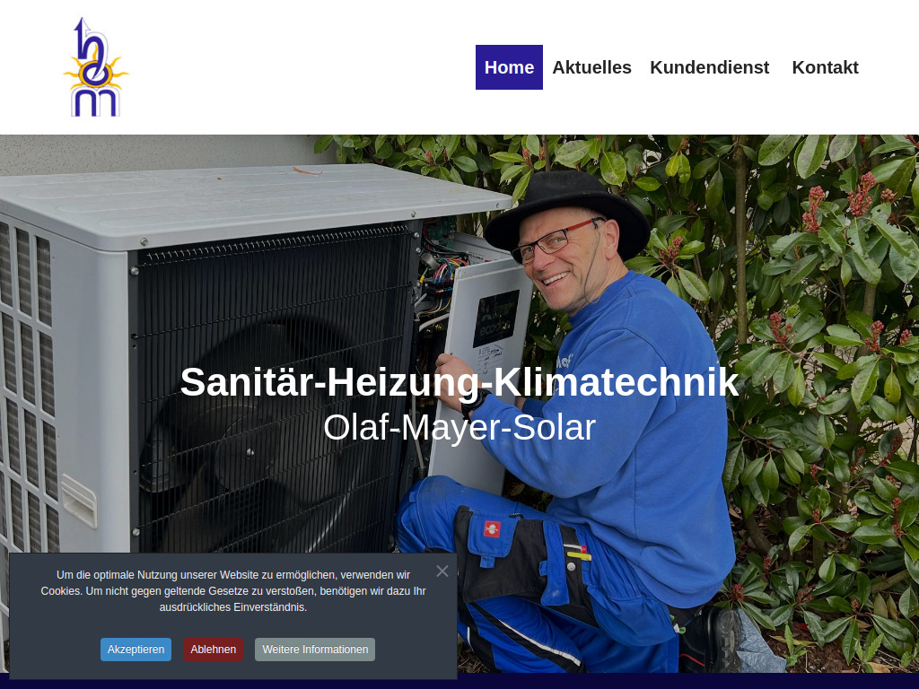 Website von Sanitär-Heizung-Klimatechnik Olaf Mayer in Hemsbach