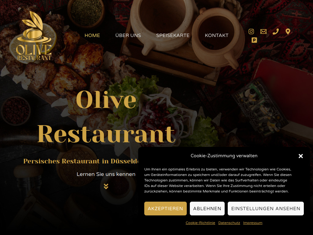 Website von Olive Restaurant in Düsseldorf