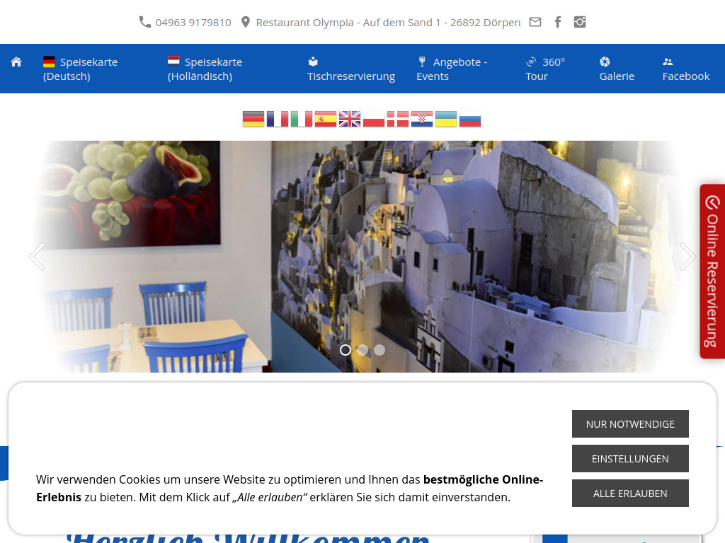 Website von Restaurant Olympia in Dörpen