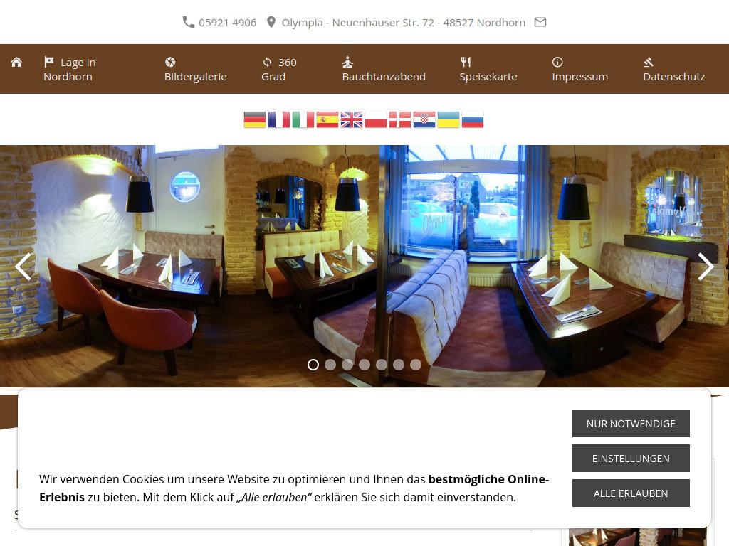 Website von Restaurant Olympia Nordhorn in Nordhorn