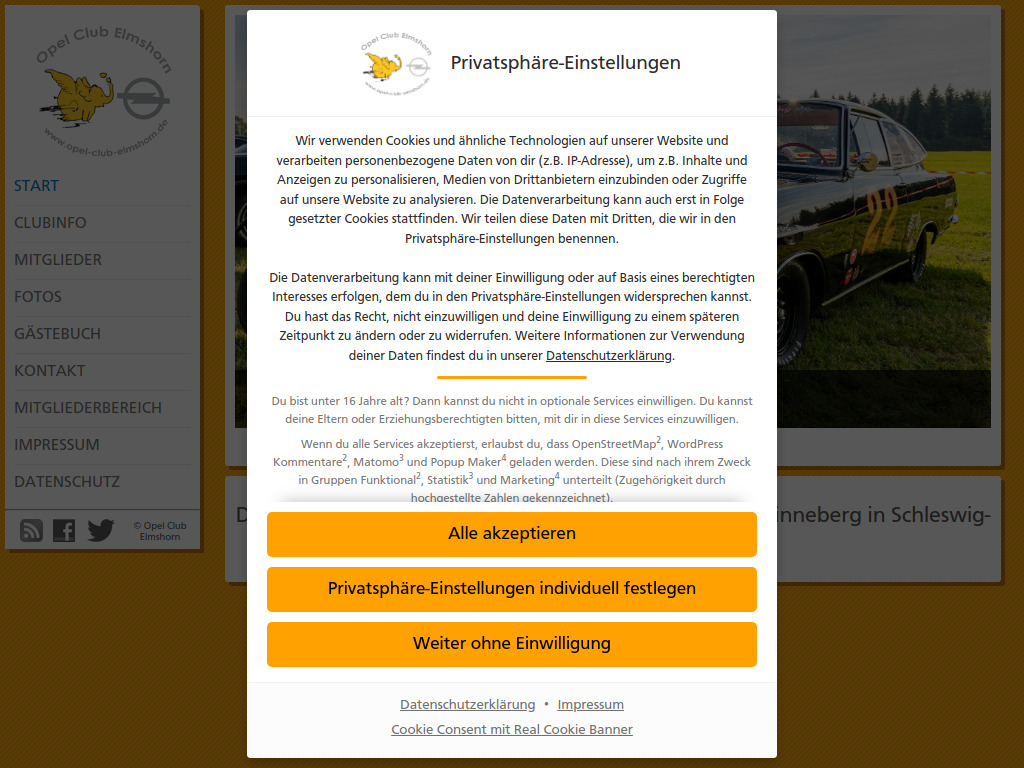 Website von Opel Club Elmshorn