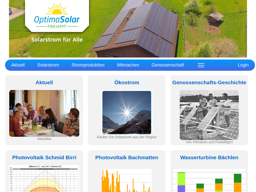 Website von OptimaSolar Freiamt Genossenschaft