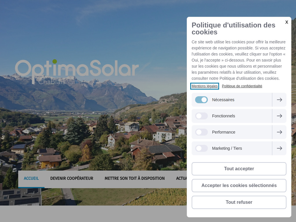 Website von Coopérative OptimaSolar Chablais in Ollon
