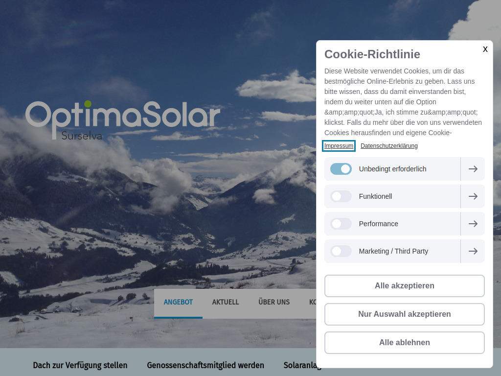 Website von OptimaSolar Surselva in Cumbel
