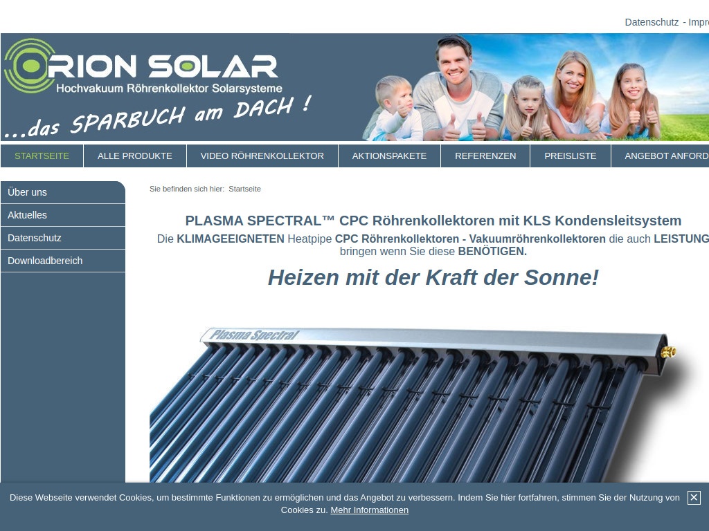 Website von Orionsolar Energietechnik GmbH in Marchtrenk