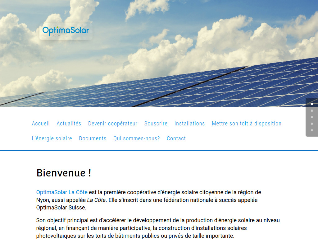 Website von OptimaSolar La Côte in Nyon