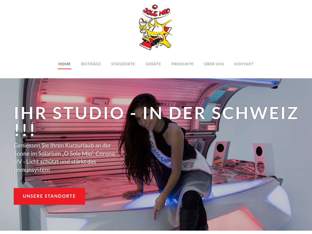 Website von Solarium "O Sole Mio" GmbH in Wegenstetten