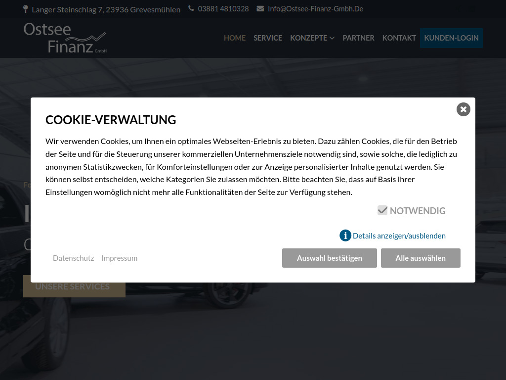 Website von Ostsee Finanz GmbH in Grevesmühlen