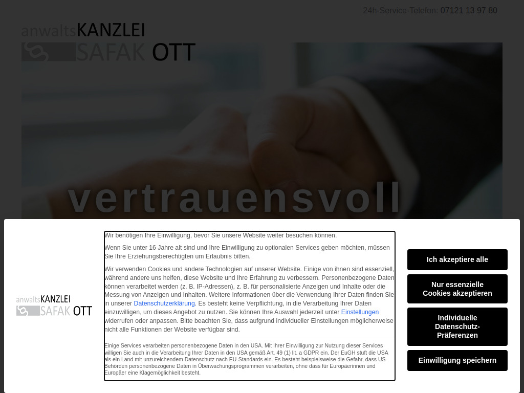 Website von Anwaltskanzlei Safak Ott in Wannweil