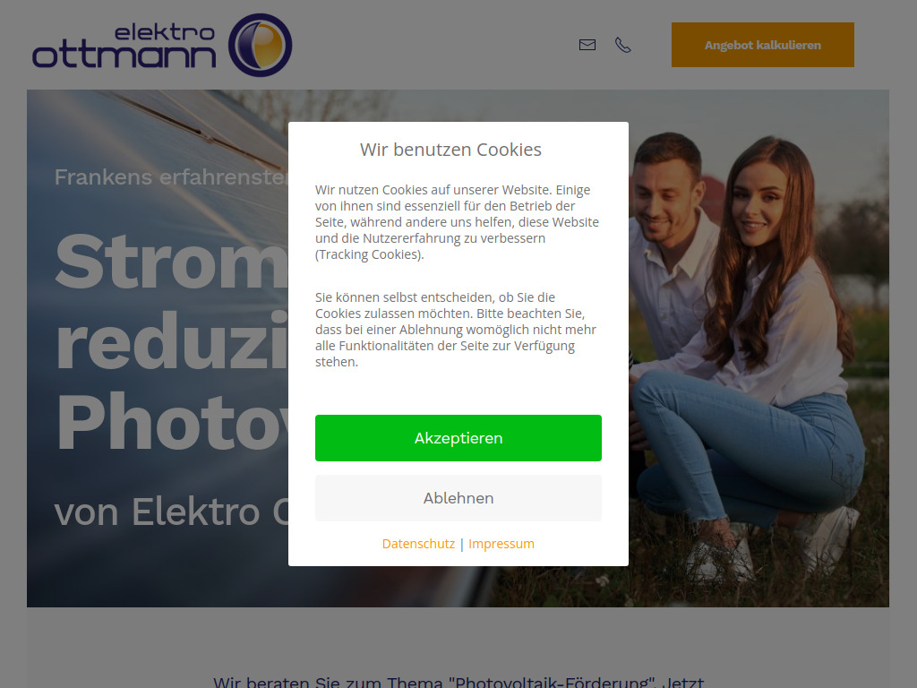 Website von Elektro Ottmann Vertrieb GmbH & Co. KG in Spalt